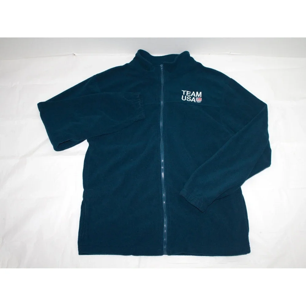 Olympics‎ Team USA Mens Fleece Jacket Blue XL Extra Large Full Zipper Coat Rings